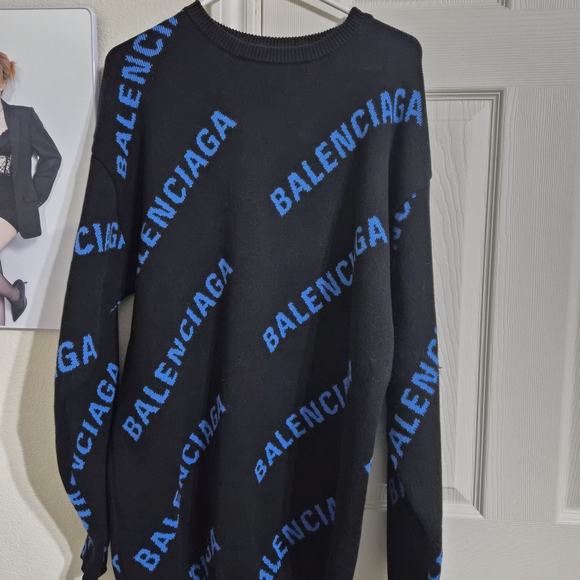 Balenciaga Black and Blue Women Sweater Dress Balenciaga Black and Blue Women Sweater Dress